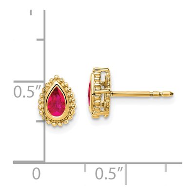 14K Yellow Gold Ruby Pear Stud Earrings – view 4