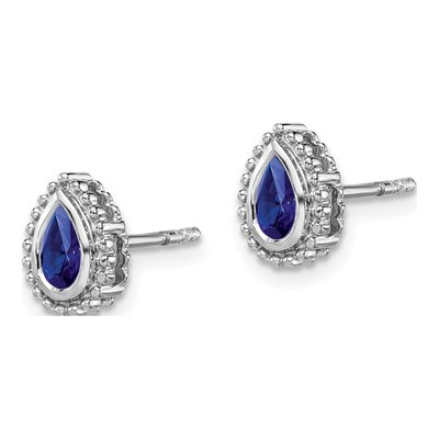 14K White Gold Sapphire Pear Stud Earrings – view 2
