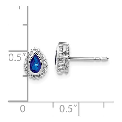 14K White Gold Sapphire Pear Stud Earrings – view 4