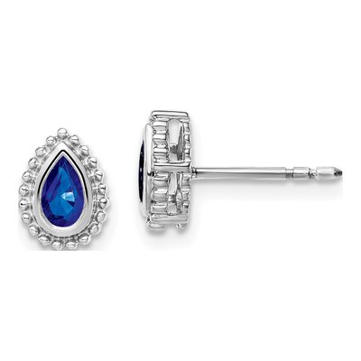 14K White Gold Sapphire Pear Stud Earrings