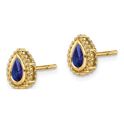 14K Yellow Gold Sapphire Pear Stud Earrings – view 2