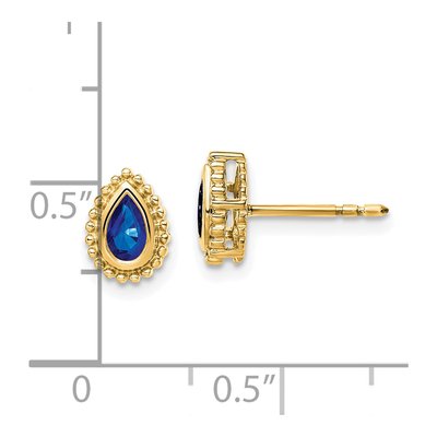 14K Yellow Gold Sapphire Pear Stud Earrings – view 4