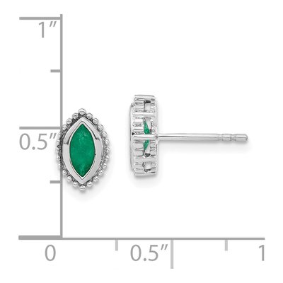 14K White Gold Emerald Marquise Stud Earrings – view 4