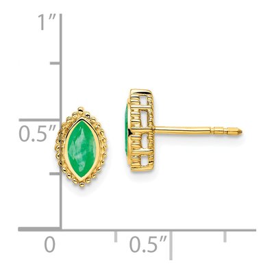 14K Yellow Gold Emerald Marquise Stud Earrings – view 4