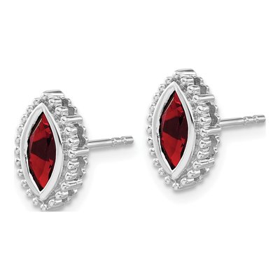 14K White Gold Garnet Marquise Stud Earrings – view 2