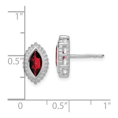 14K White Gold Garnet Marquise Stud Earrings – view 4