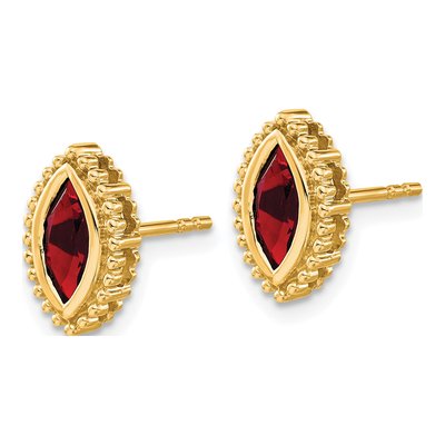 14K Yellow Gold Garnet Marquise Stud Earrings – view 2