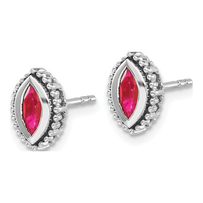 14K White Gold Ruby Marquise Stud Earrings – view 2