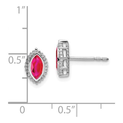 14K White Gold Ruby Marquise Stud Earrings – view 4