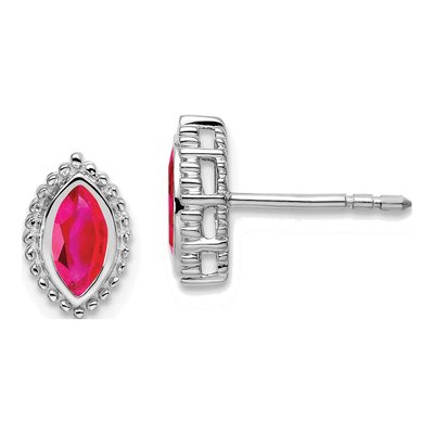 14K White Gold Ruby Marquise Stud Earrings