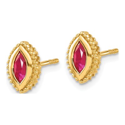 14K Yellow Gold Ruby Marquise Stud Earrings – view 2
