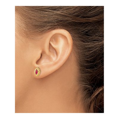 14K Yellow Gold Ruby Marquise Stud Earrings – view 3