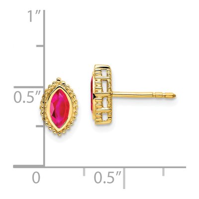 14K Yellow Gold Ruby Marquise Stud Earrings – view 4