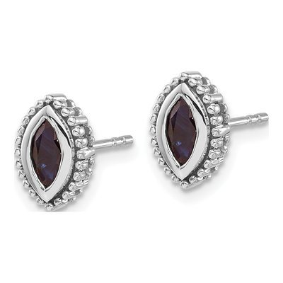 14K White Gold Sapphire Marquise Stud Earrings – view 2