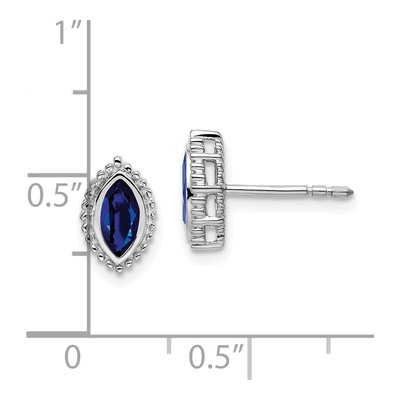 14K White Gold Sapphire Marquise Stud Earrings – view 4