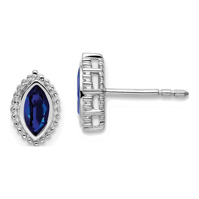 14K White Gold Sapphire Marquise Stud Earrings