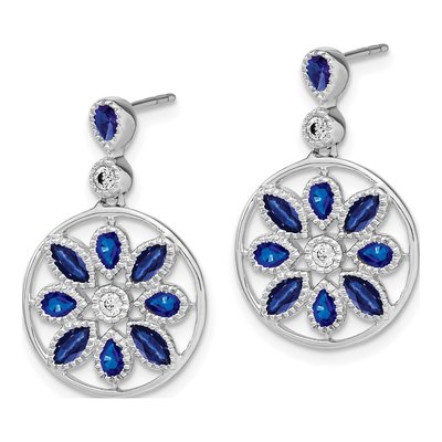 14K White Gold 1/8 ct tw Sapphire & Diamond Dangle Earrings – view 2