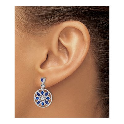 14K White Gold 1/8 ct tw Sapphire & Diamond Dangle Earrings – view 3