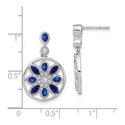 14K White Gold 1/8 ct tw Sapphire & Diamond Dangle Earrings – view 4