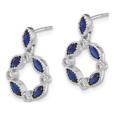14K White Gold 1/10 ct tw Sapphire & Diamond Dangle Earrings – view 2