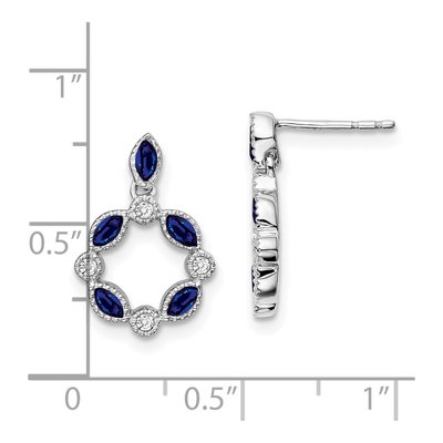 14K White Gold 1/10 ct tw Sapphire & Diamond Dangle Earrings – view 4
