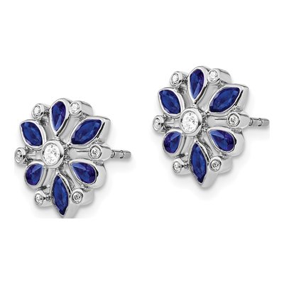 14K White Gold 1/8 ct tw Marquise Sapphire & Diamond Stud Earrings – view 2