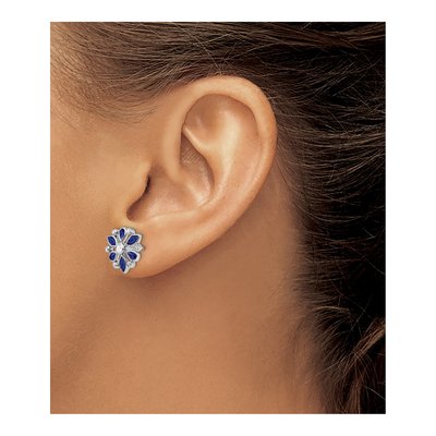 14K White Gold 1/8 ct tw Marquise Sapphire & Diamond Stud Earrings – view 3