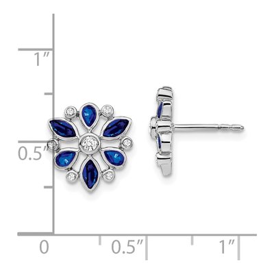 14K White Gold 1/8 ct tw Marquise Sapphire & Diamond Stud Earrings – view 4