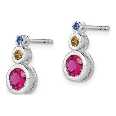14K White Gold Ruby & Emerald Dangle Earrings – view 2