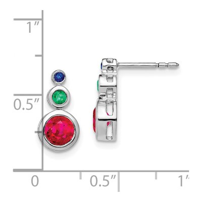 14K White Gold Ruby & Emerald Dangle Earrings – view 4