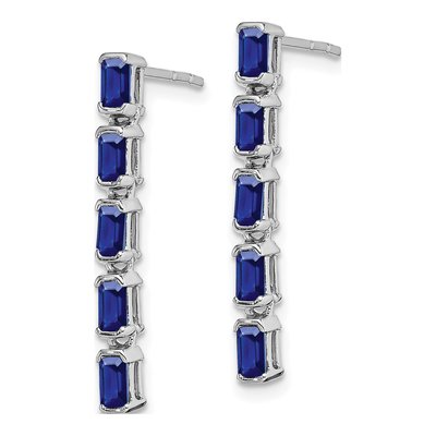 14K White Gold Sapphire 5-Stone Dangle Earrings – view 2