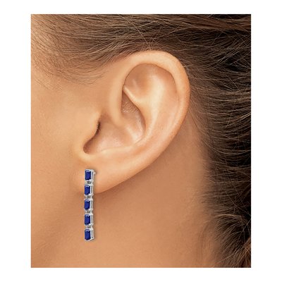 14K White Gold Sapphire 5-Stone Dangle Earrings – view 3