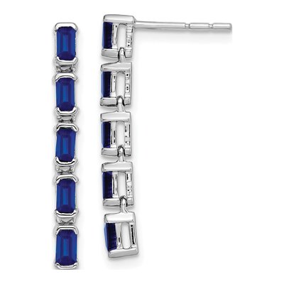14K White Gold Sapphire 5-Stone Dangle Earrings