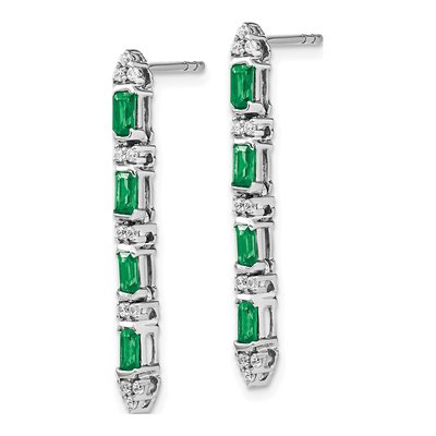 14K White Gold 1/5 ct tw Emerald & Diamond Dangle Earrings – view 2