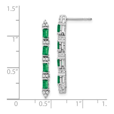 14K White Gold 1/5 ct tw Emerald & Diamond Dangle Earrings – view 4
