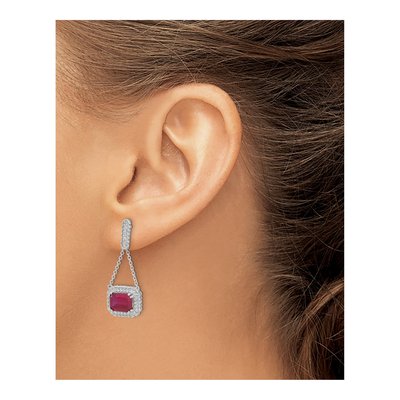 14K White Gold 1/3 ct tw Lab-Created Ruby & Diamond Dangle Earrings – view 3