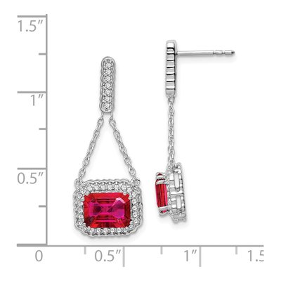 14K White Gold 1/3 ct tw Lab-Created Ruby & Diamond Dangle Earrings – view 4