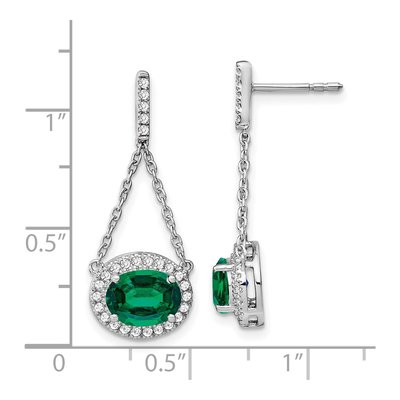 14K White Gold 1/3 ct tw Lab-Created Emerald & Diamond Dangle Earrings – view 4