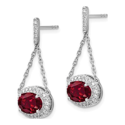 14K White Gold 1/3 ct tw Lab-Created Ruby & Diamond Dangle Earrings – view 2
