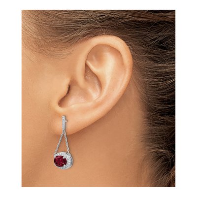 14K White Gold 1/3 ct tw Lab-Created Ruby & Diamond Dangle Earrings – view 3