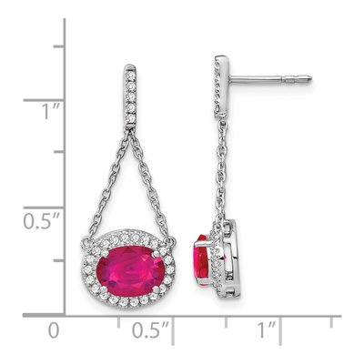 14K White Gold 1/3 ct tw Lab-Created Ruby & Diamond Dangle Earrings – view 4