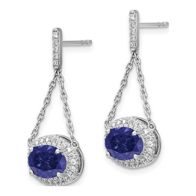 14K White Gold 1/3 ct tw Lab-Created Sapphire & Diamond Dangle Earrings – view 2