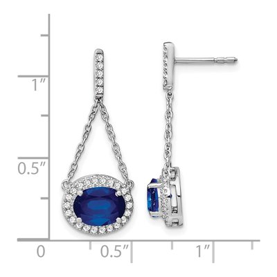 14K White Gold 1/3 ct tw Lab-Created Sapphire & Diamond Dangle Earrings – view 4