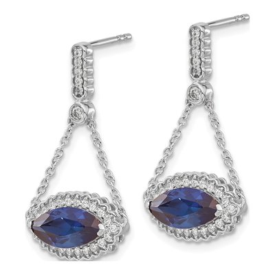 14K White Gold 0.32 ct tw Lab-Created Sapphire & Diamond Marquise Dangle Earrings – view 2