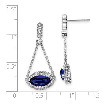 14K White Gold 0.32 ct tw Lab-Created Sapphire & Diamond Marquise Dangle Earrings – view 4