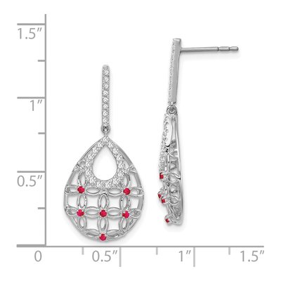 14K White Gold 1/3 ct tw Ruby & Diamond Teardrop Dangle Earrings – view 4