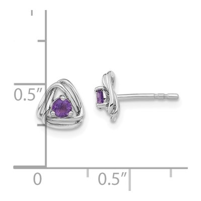 14K White Gold 3mm Round Amethyst Birthstone Stud Earrings – view 4