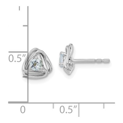 14K White Gold 3mm Round Aquamarine Birthstone Stud Earrings – view 4