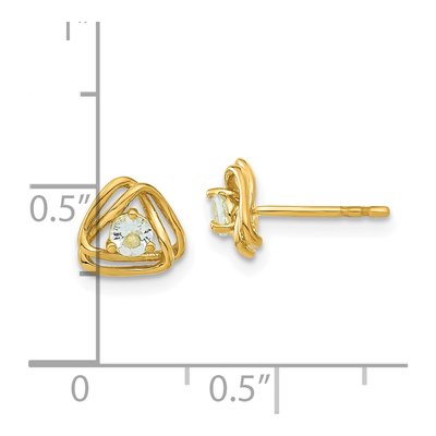 14K Yellow Gold 3mm Round Aquamarine Natural Stud Earrings – view 4