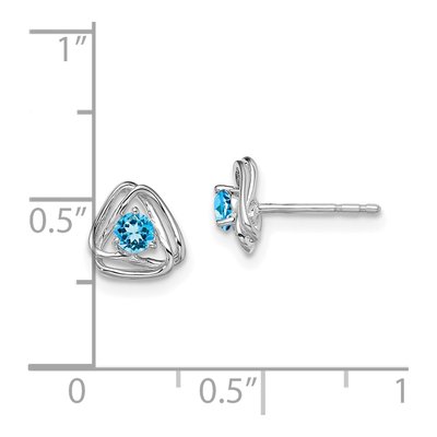 14K White Gold 3mm Round Swiss Blue Topaz December Birthstone Stud Earrings – view 4